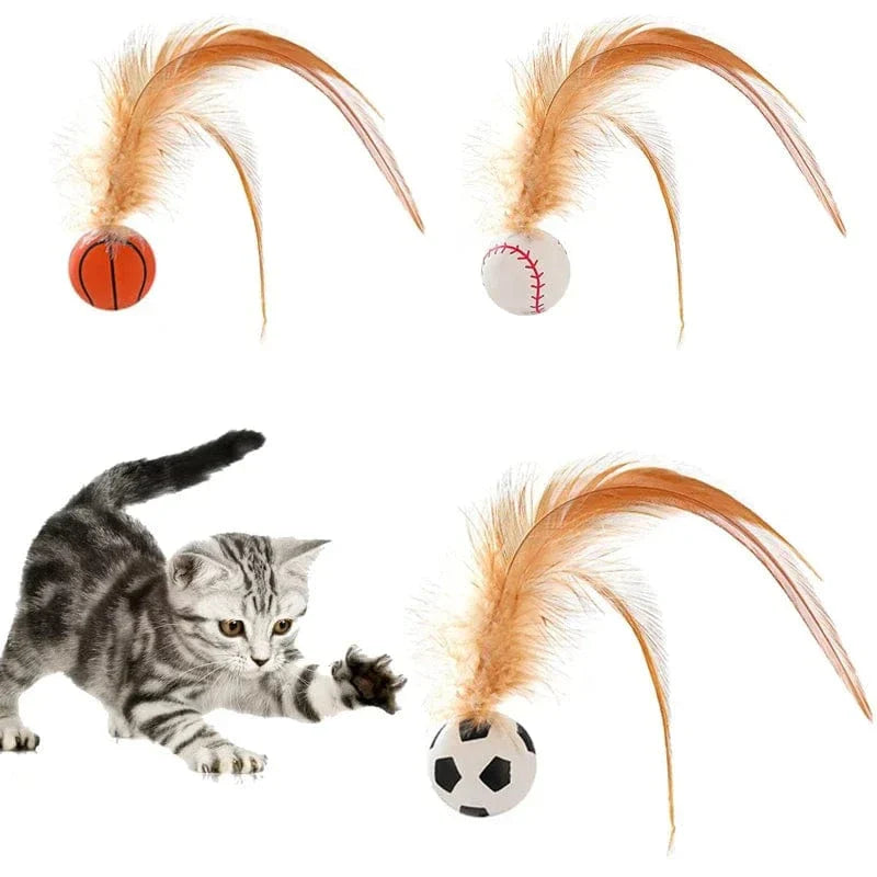 Bouncy Feather Cat Toy Balls