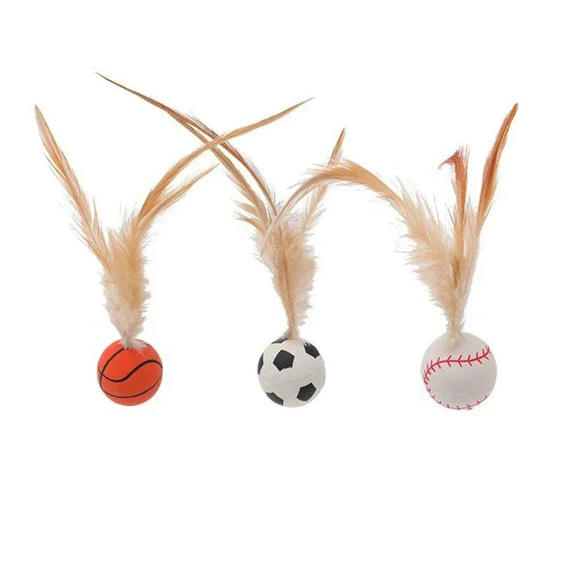 Bouncy Feather Cat Toy Balls